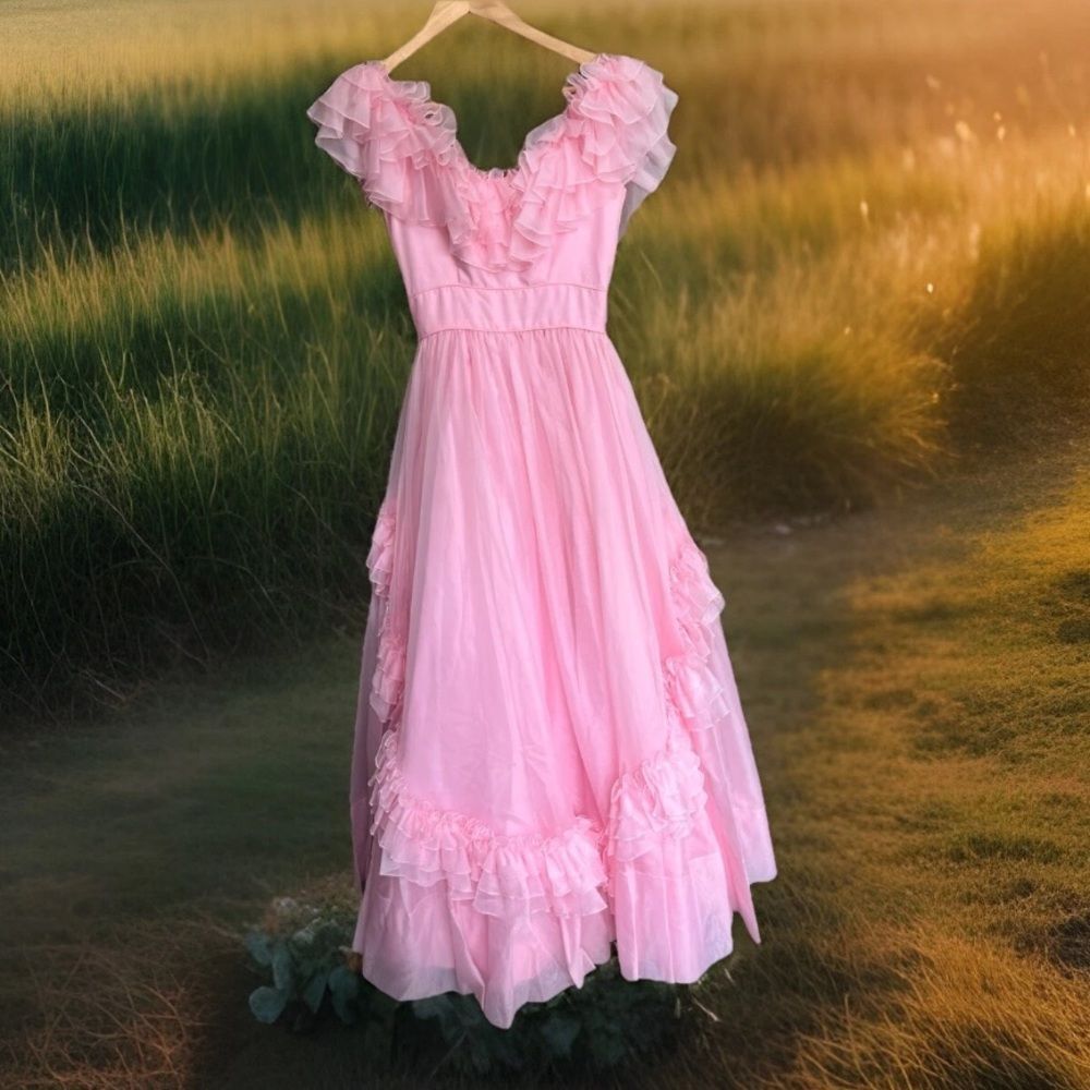 Vintage 1950s-1960s Era Mike Benet Dress Pink Ballgown 6 - Picture 3 of 14